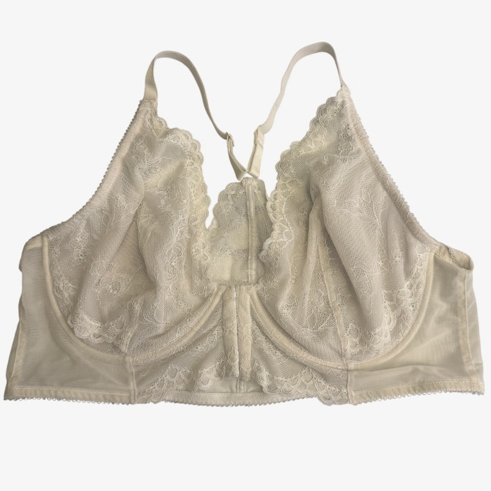 Gossard Superboost Lace Bra‎ Bralette Bustier Underwire 44D White  Front Closure